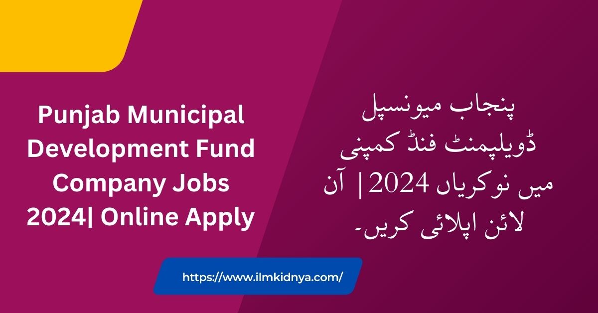 Punjab Municipal Development Fund Company Jobs 2024| Online Apply