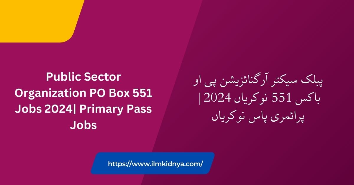 Public Sector Organization PO Box 551 Jobs 2024| Primary Pass Jobs